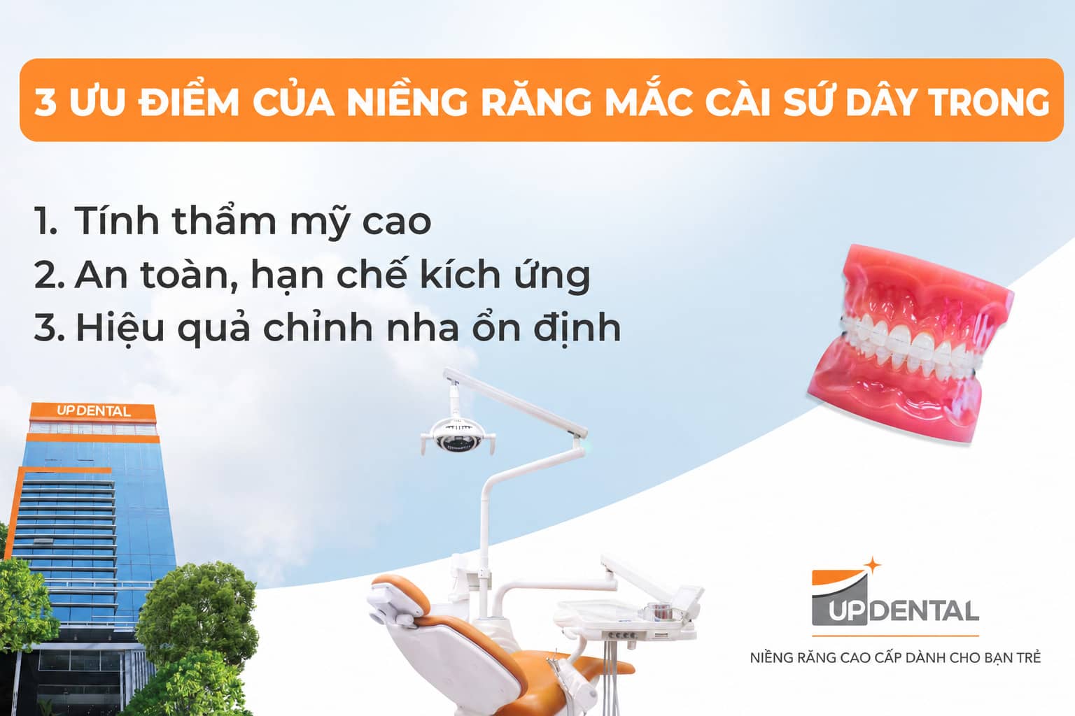 3 ưu điểm của niềng răng mắc cài sứ dây trong