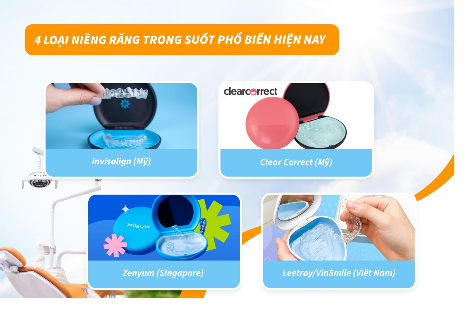 4 loại niềng răng trong suốt phổ biến hiện nay