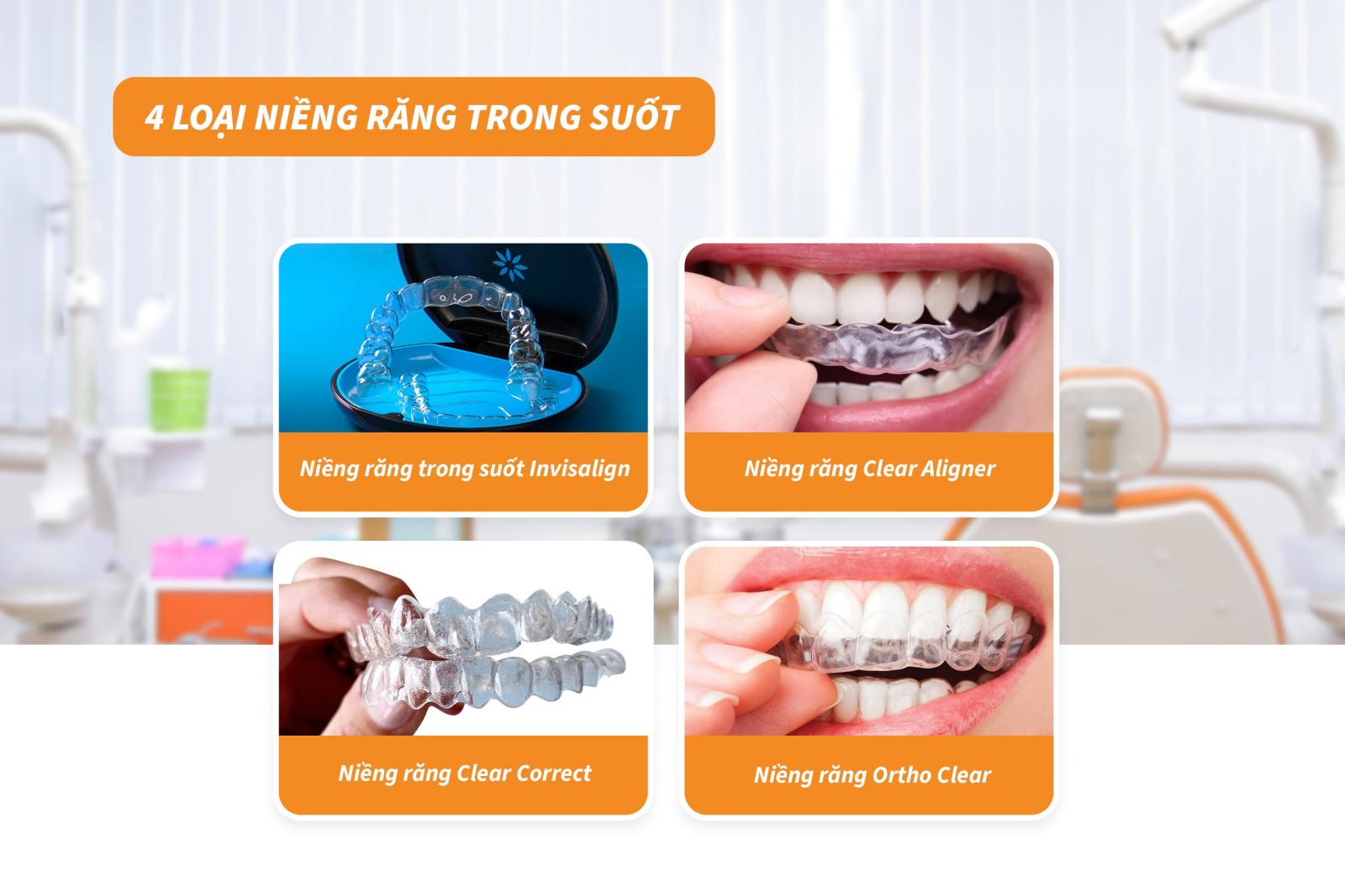 4 loại niềng răng trong suốt phổ biến hiện nay