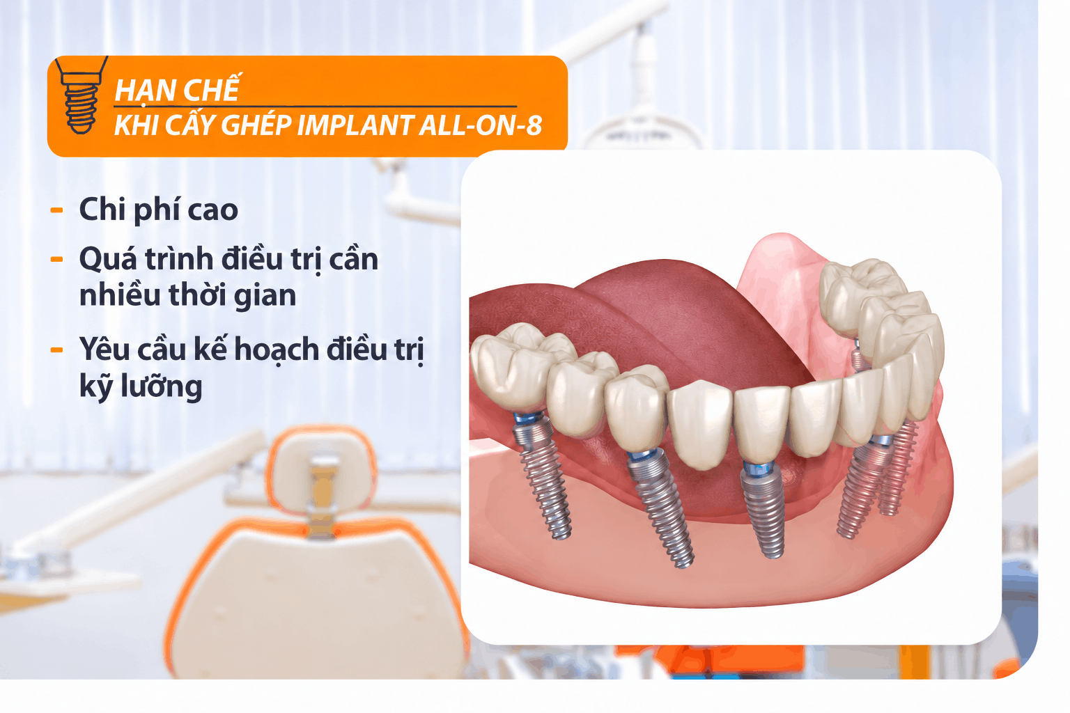 Hạn chế khi cấy ghép Implant All-on-8
