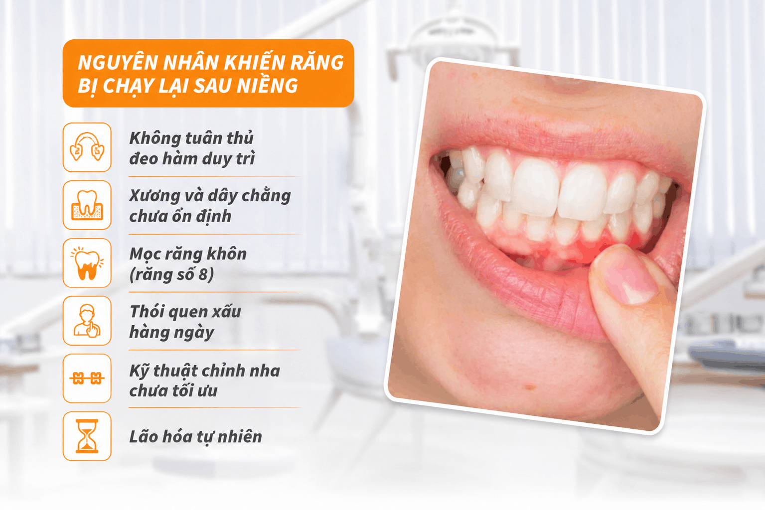 Nguyên nhân khiến răng bị chạy lại sau niềng