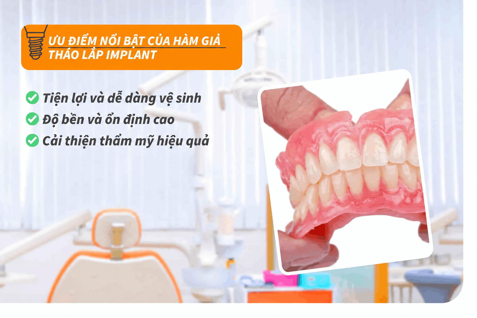 Ưu điểm nổi bật của hàm giả tháo lắp Implant