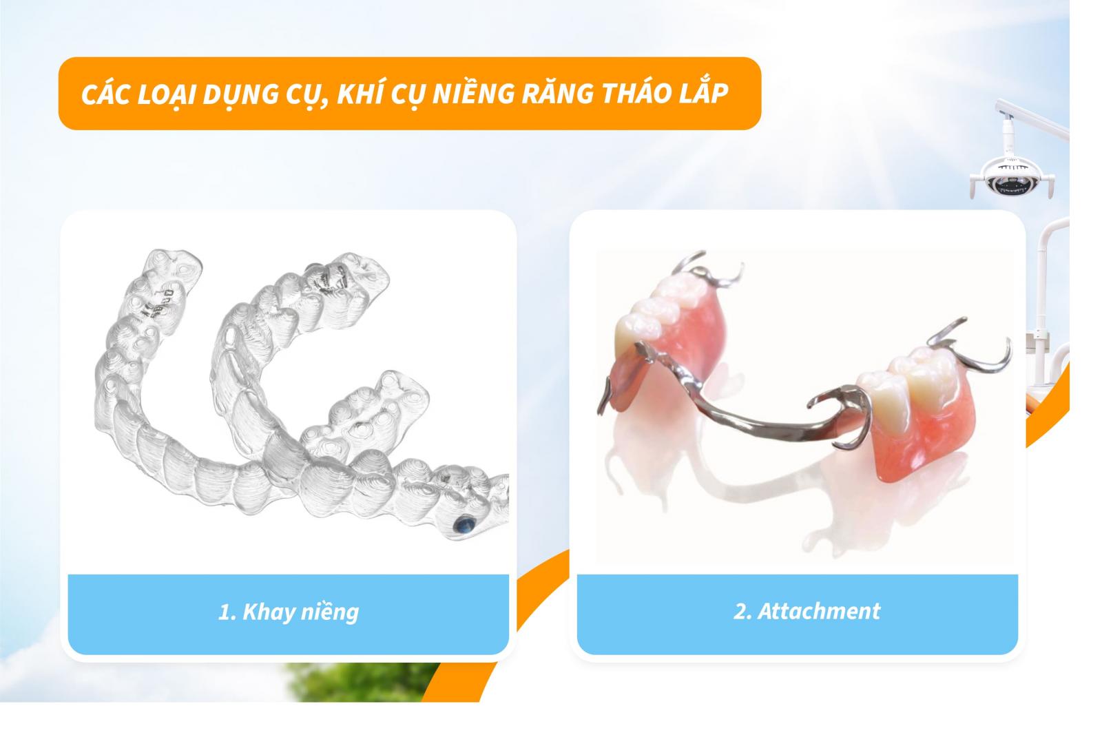 Các loại dụng cụ, khí cụ niềng răng tháo lắp