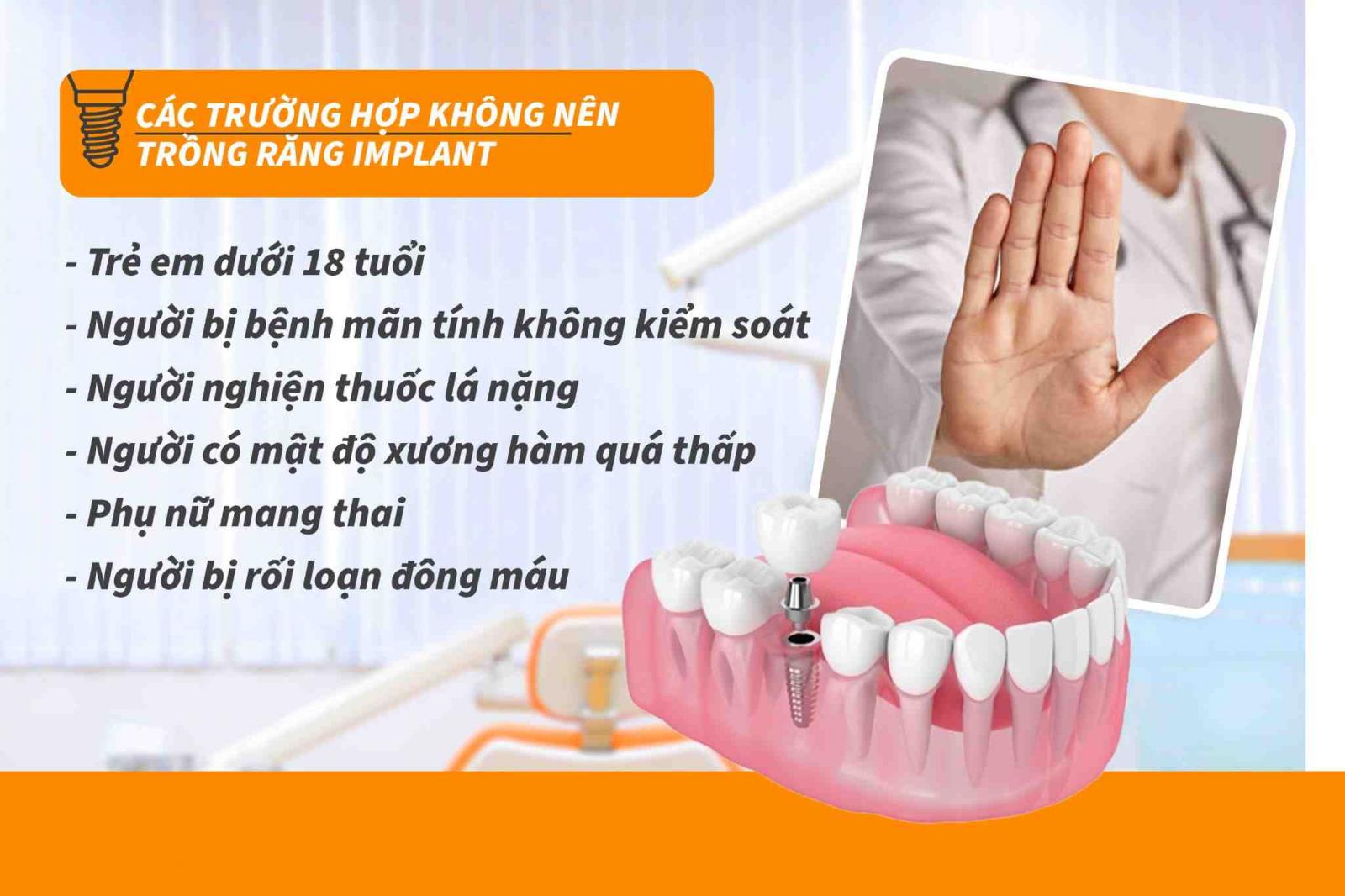 Các trường hợp không nên trồng răng Implant