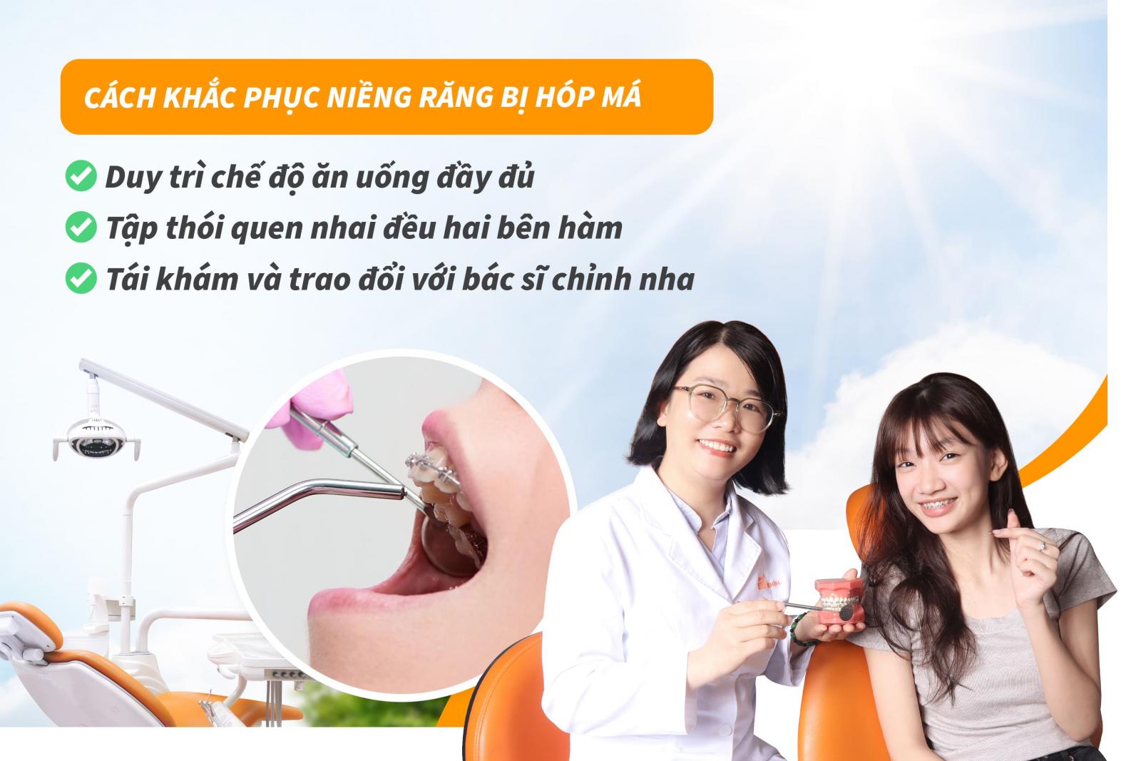 Cách khắc phục niềng răng bị hóp má
