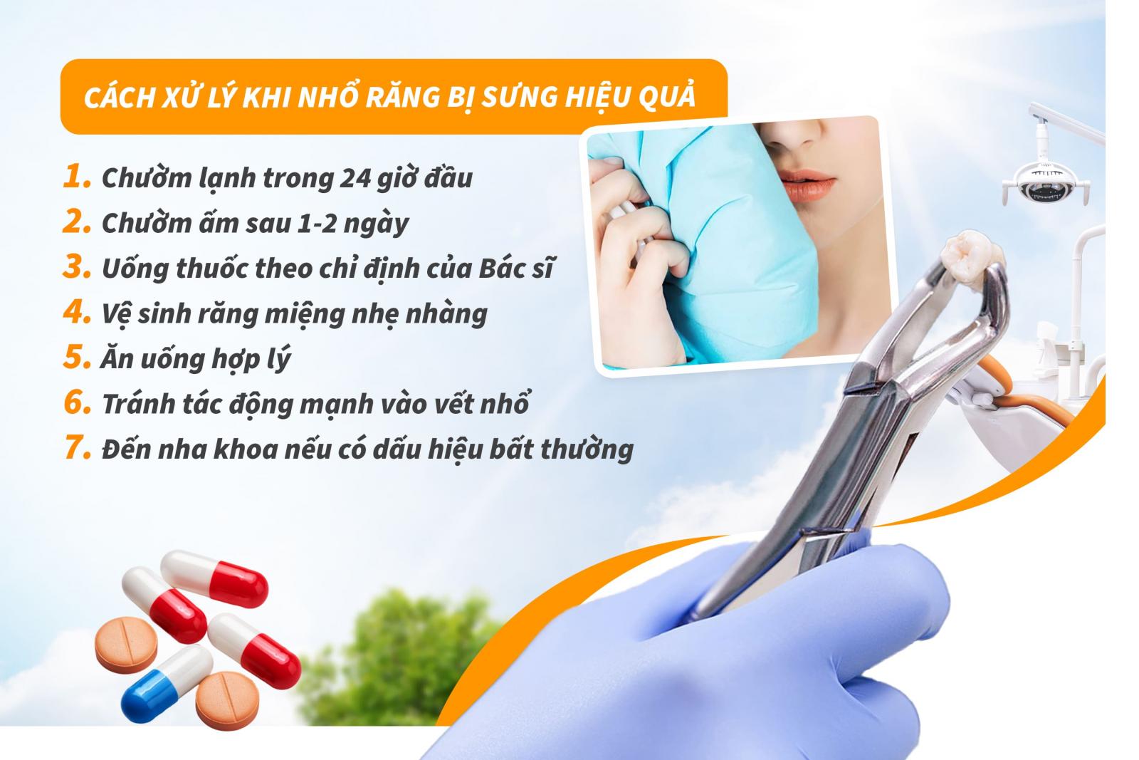 Cách xử lý khi nhổ răng bị sưng hiệu quả
