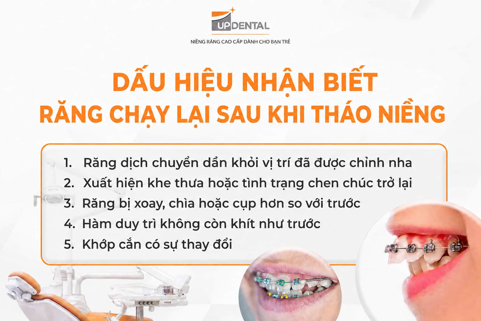 Dấu hiệu nhận biết răng chạy lại sau khi tháo niềng