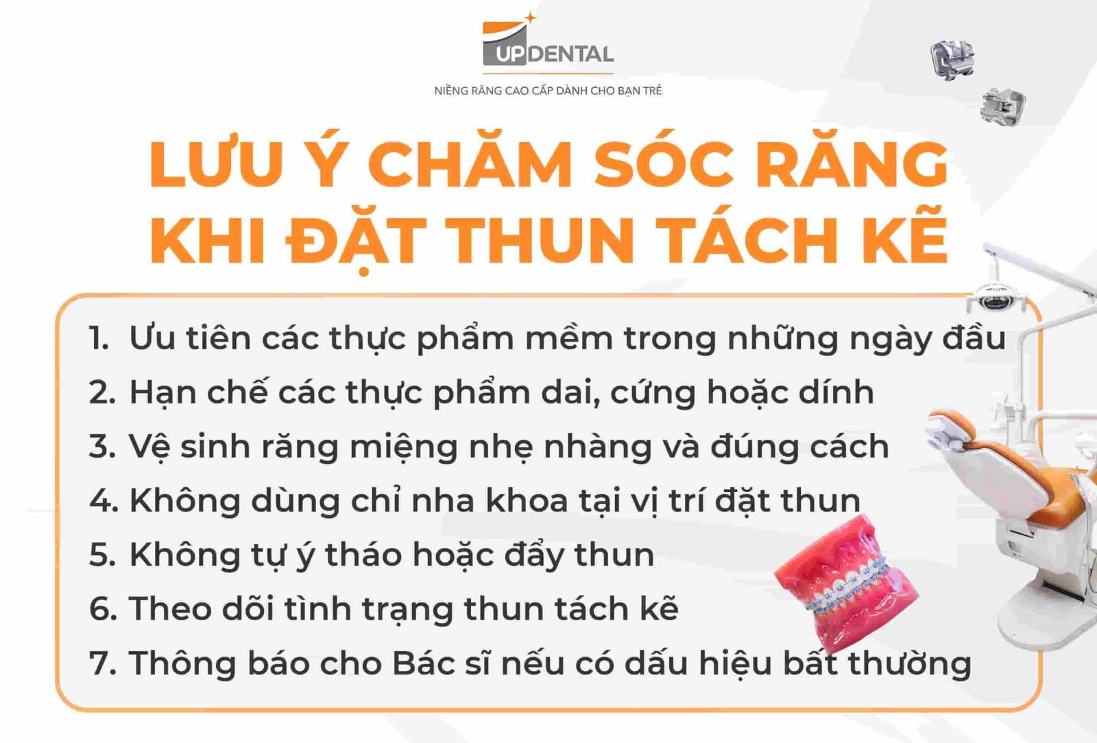 Lưu ý chăm sóc răng khi đặt thun tách kẽ