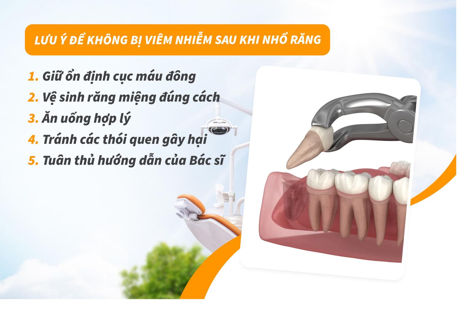 Làm gì để không bị viêm nhiễm sau khi nhổ răng?