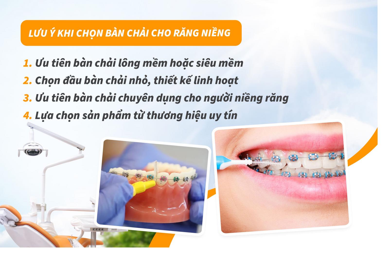Lưu ý khi chọn bàn chải cho răng niềng