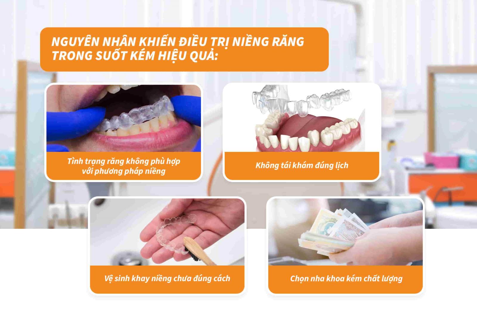 Nguyên nhân khiến điều trị niềng răng trong suốt kém hiệu quả