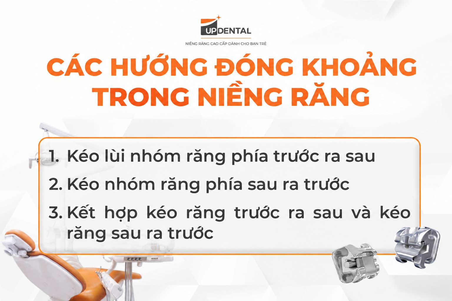 Các hướng đóng khoảng trong niềng răng