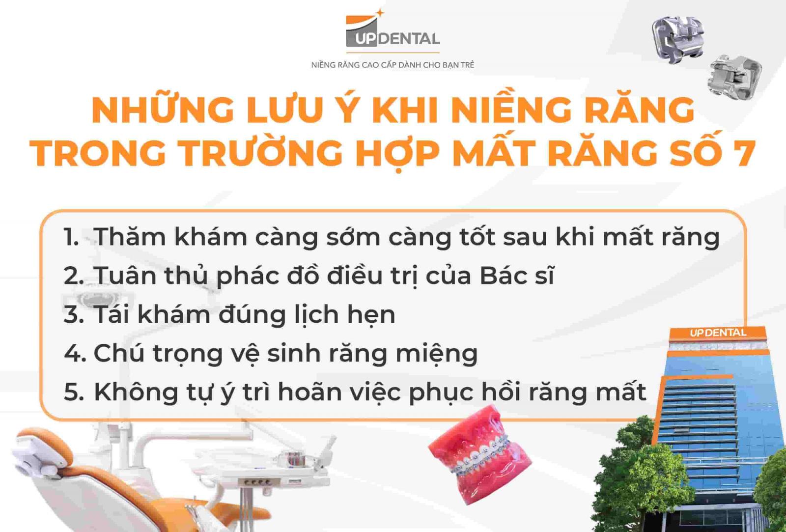 Những lưu ý khi niềng răng trong trường hợp mất răng số 7