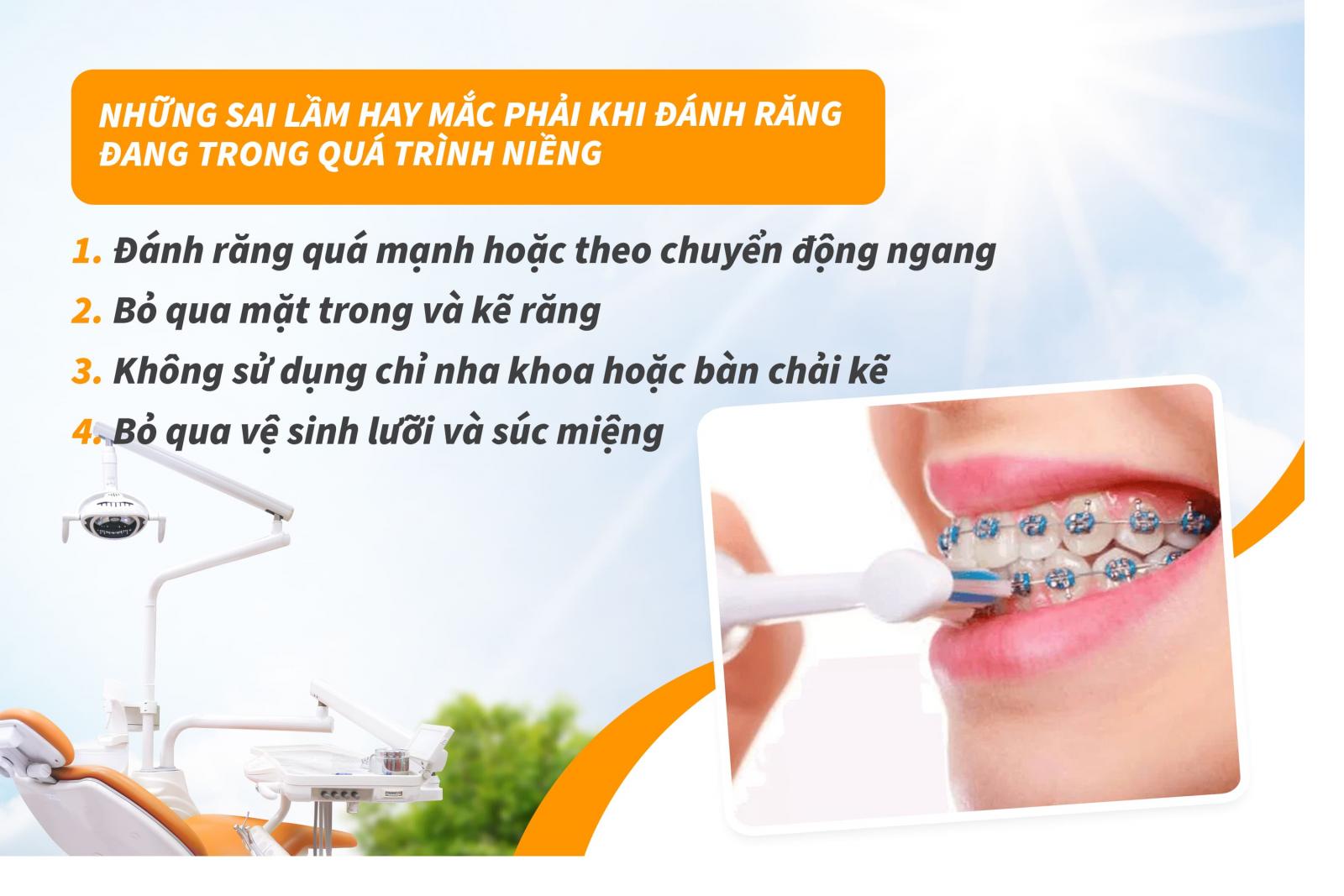 Những sai lầm hay mắc phải khi đánh răng đang trong quá trình niềng