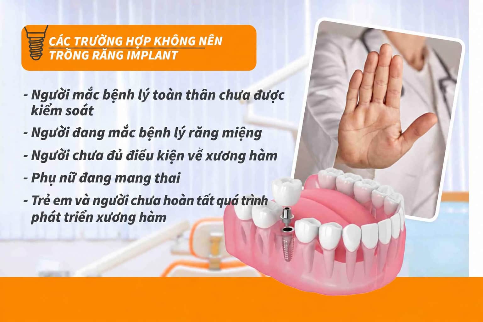 Các trường hợp không nên trồng răng Implant