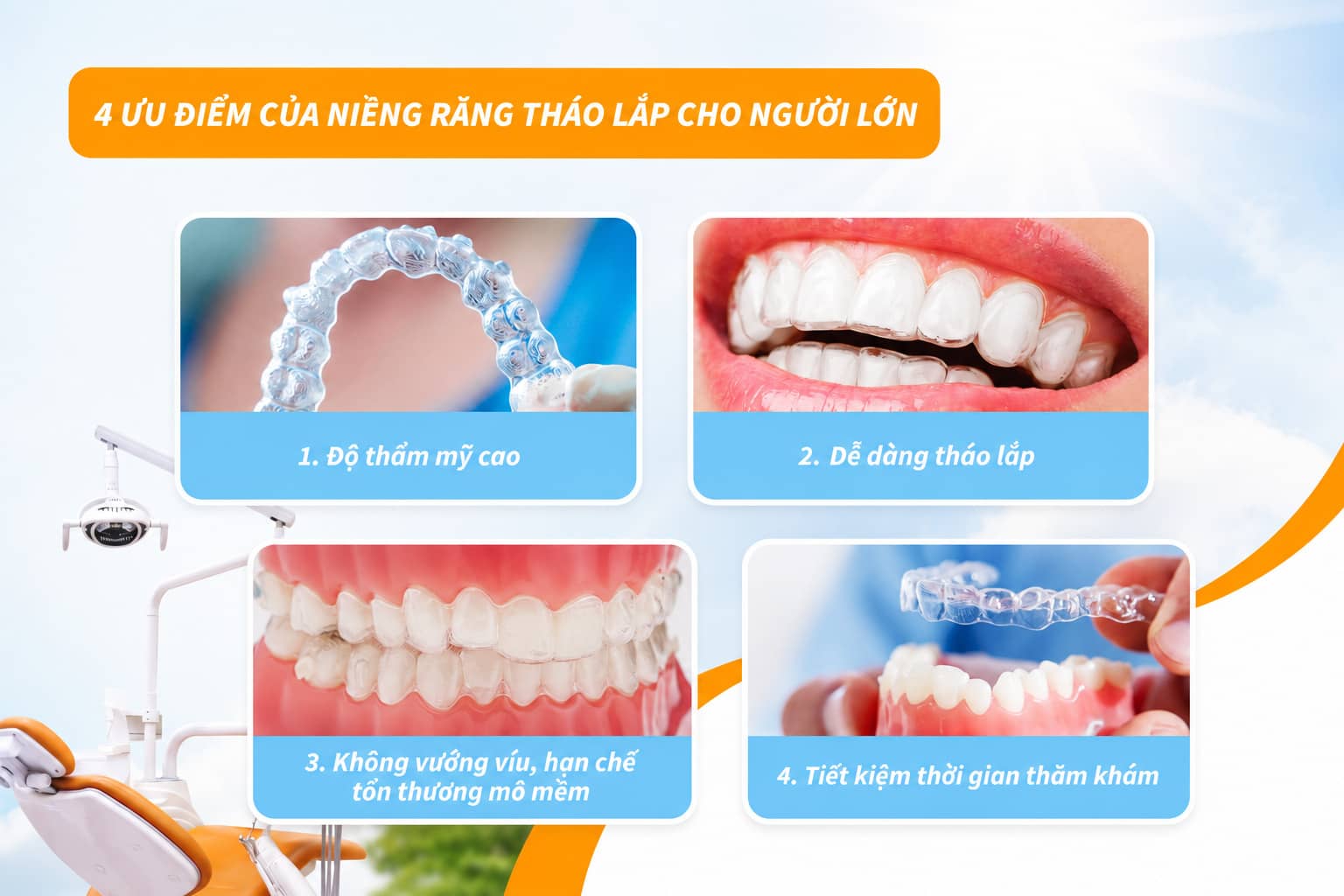 4 ưu điểm của niềng răng tháo lắp cho người lớn